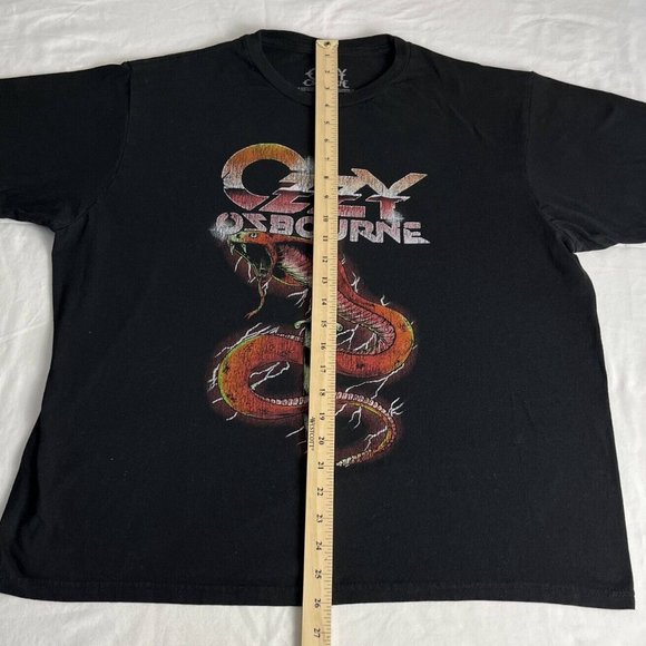 Vintage Ozzy Osbourne T-Shirt Men's Size L Black Crew Neck Snake Graphic Cotton - Picture 2 of 5